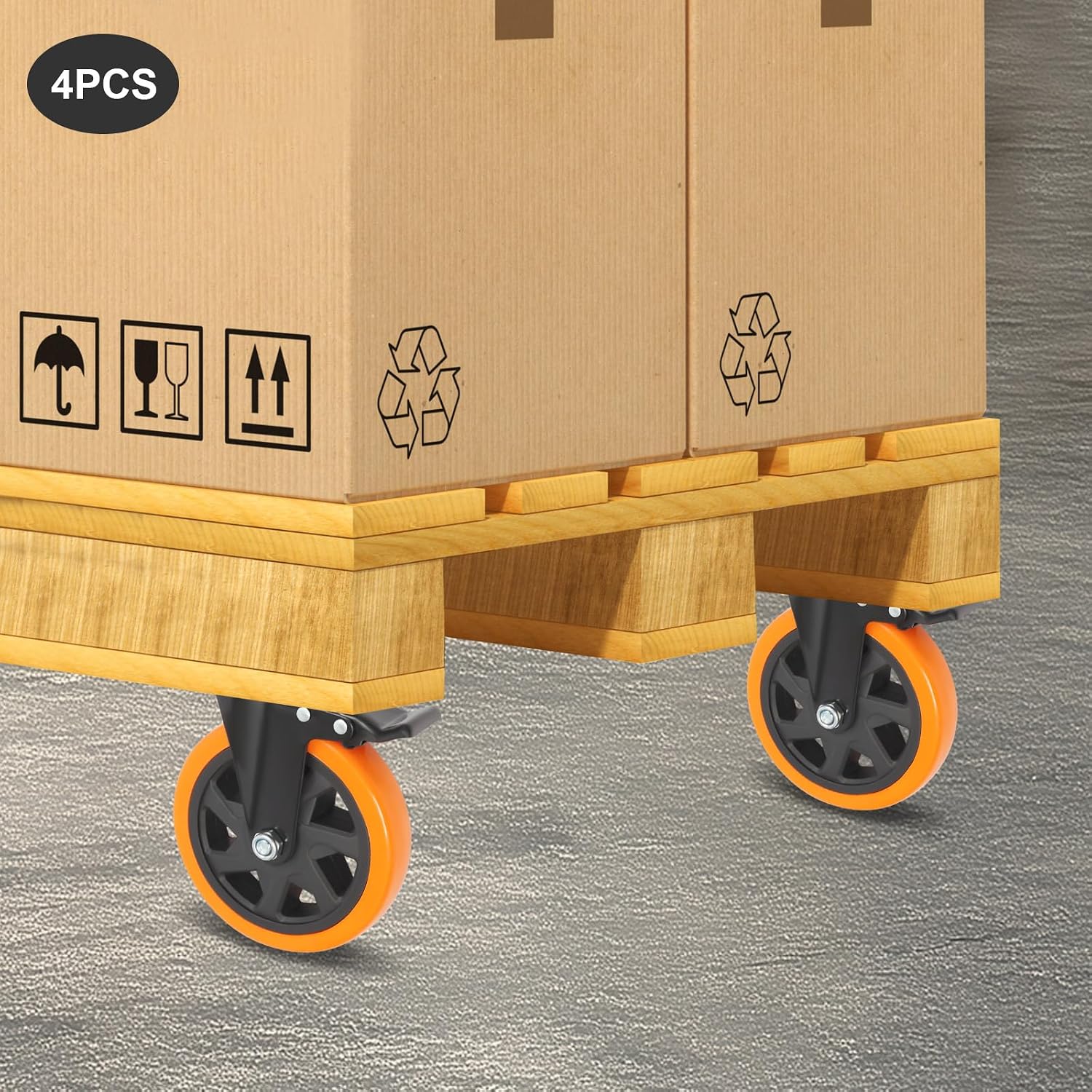 4 Stück Schwerlastrollen, 4 Rollen Mit Bremse, 360° Drehbar Industrierollen Schwerlast, Lenkrollen Mit Bremse Tragkraft 100kg, Für Große Instrumente, Werkbänke Und Industrielle (152mm)