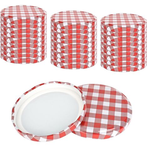 Neptune – Packung Mit 50 Schraubdeckeln, 82 Mm – Rot-weiß Kariert – Luftdicht Für Gläser Von 230 Bis 565 Ml – Schnell Und Einfach Zu Verschließen