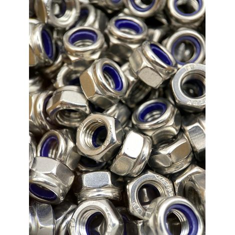Nylstop M5 Selbstsichernde Sechskantmutter Aus Edelstahl Din 985 In A2-70 (v2a/304) Mit Nylon-sicherungsring: Packung Mit 100 Stück