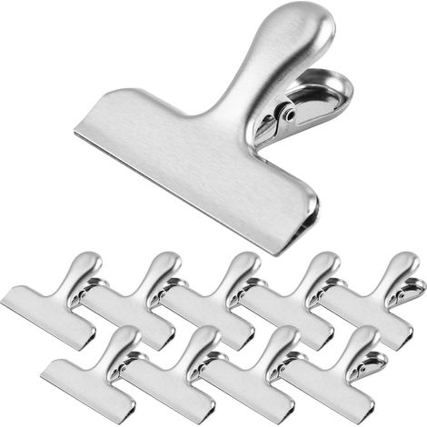 Packung Mit 10 Silbernen Metallclips, 76 Mm Edelstahl-verschlussclips Für Lebensmittelbeutel, Büroklammern, Für Küche, Büro Und Schule (silber)