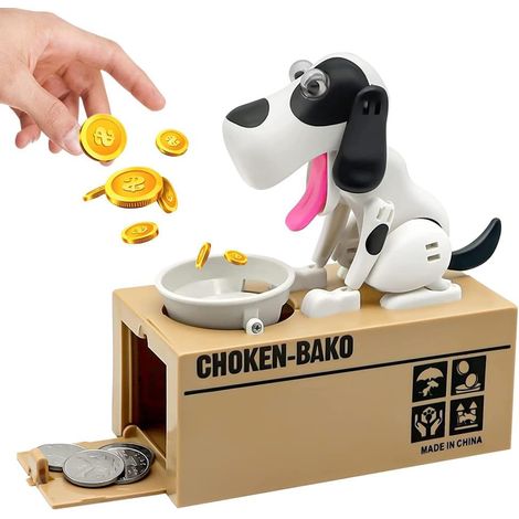 Spardose In Form Eines Hungrigen Hundes, Elektronische Spardose Für Kinder, Spardose In Hundeform, Spielzeug-spardose Zum Kauen, Geburtstagsgeschenk Für Kinder, Mädchen Und Jungen – Weiß