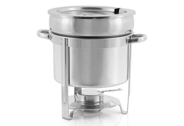 Edelstahl Chafing Dish Rund 10 Liter, Warmhaltebehälter Essen, Speisenwärmer, Wärmebehälter - Mahlzeit