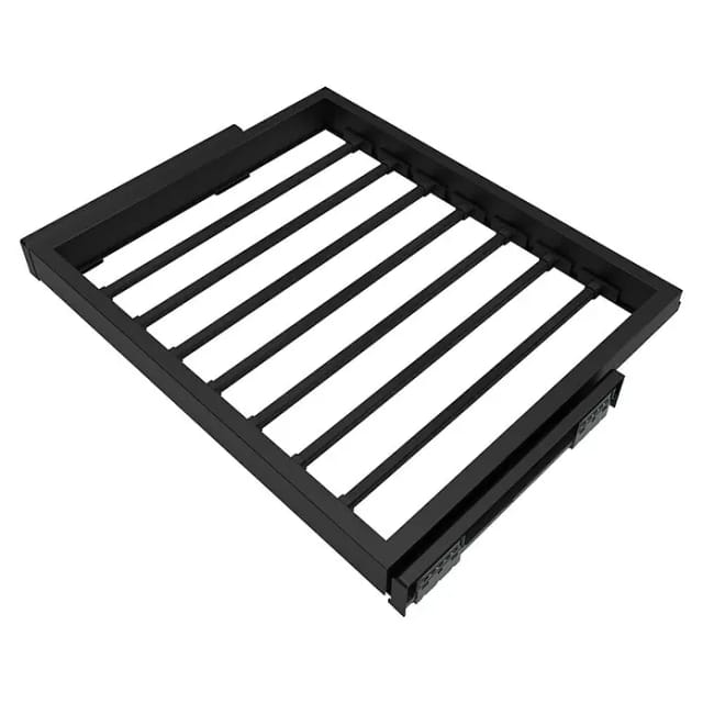 Set Aus 7 Hosenträgern Und Sanft Schließendem Gleitrahmen Für Kleiderschränke, Verstellbar, Modul 600mm, Schwarz Texturiert - Emuca