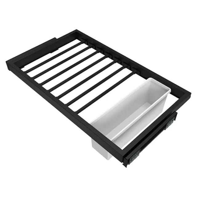 Set Aus 7 Hosenträgern, 1 Tablett Und Sanft Schließendem Gleitrahmen Für Kleiderschränke, Verstellbar, Modul 800mm, Schwarz Texturiert - Emuca