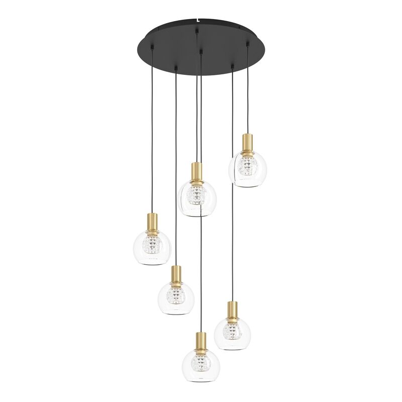 [gebraucht] B-ware Led Pendelleuchte Dimmbar Terque Hängelampe 6-flammig Schwarz Ø60cm 3060lm