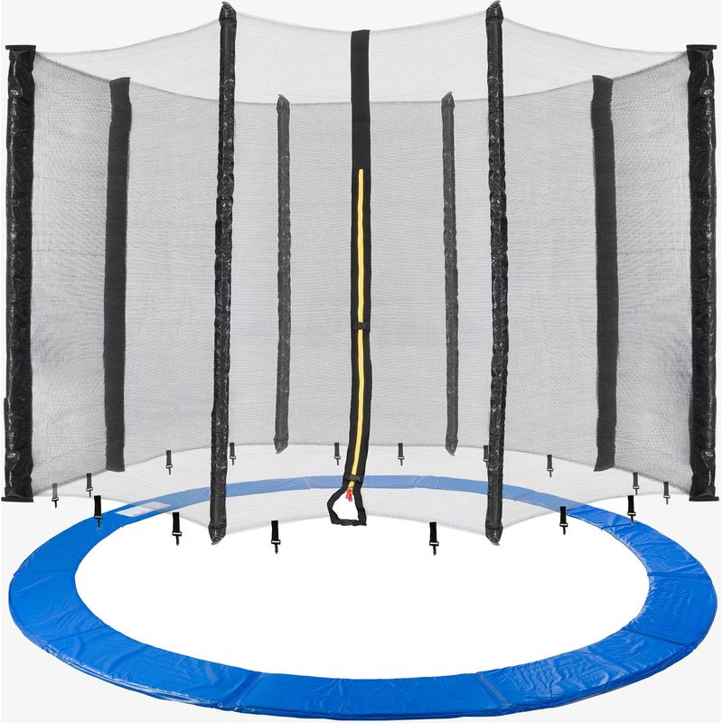 360 Cm Großes Trampolin-sicherheitsnetz, 20 Mm Polsterung, Uv-beständig, Abschließbarer Reißverschlusseingang, 8 Befestigungsstangen Im Lieferumfang Enthalten