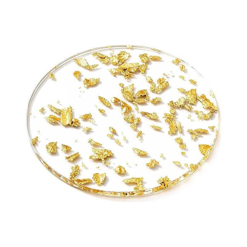 Set Mit 6 Runden Untersetzern (9,5 Cm), Acrylglasuntersetzer Mit Blattgold