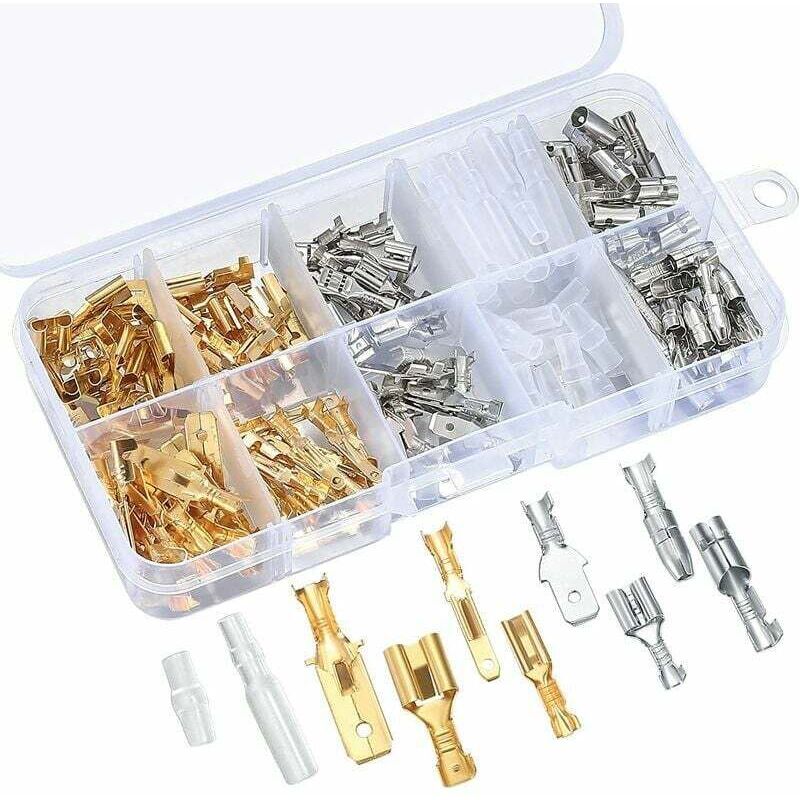 Set Mit 150 Elektrischen Klemmen 6,3 Mm 4,8 Mm 2,8 Mm Stecker Und Buchsen Für Autos, Motorräder, Roller Und Boote
