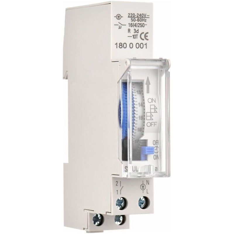 Mechanischer 24-stunden-timer, Din-schienenmontage, 15-minuten-intervall, Sul180a, 220–240 V, Grau