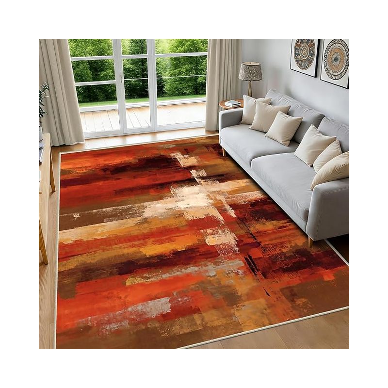 Moderner, Weicher Kurzflorteppich Für Wohnzimmer, Schlafzimmer, 160 X 230 Cm, Waschbar, Braun-orangefarbener Bettvorleger Für Küche, Esszimmer, Büro, Flur – Mehrfarbiger Teppich