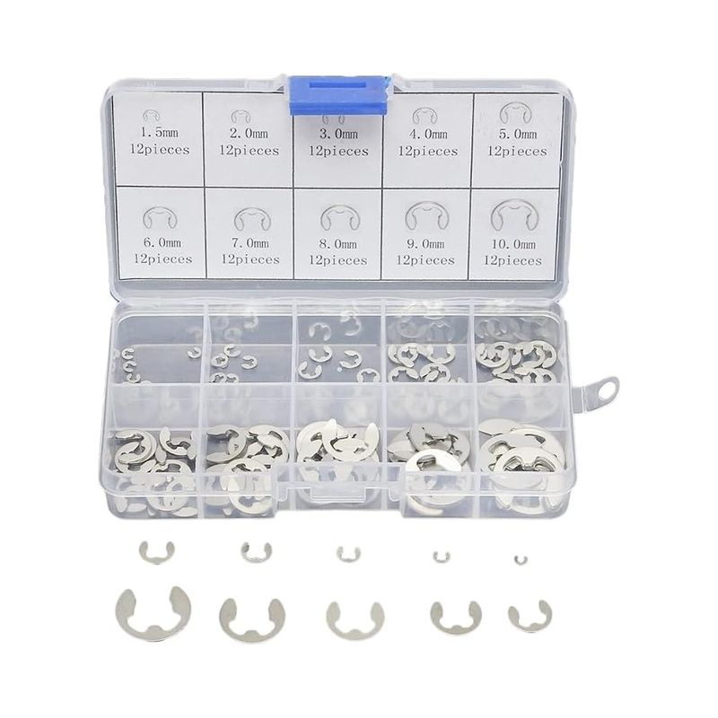 Sortimentssatz Für E-clip-sicherungsringe Aus Edelstahl 304, 1,5 Mm Bis 10 Mm
