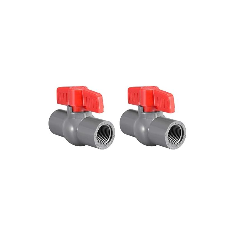 Sourcing Map Pvc-kugelhahn-zulaufrohr, Knopf, Gewindeenden, 1/2" Innendurchmesser, Rot/grau