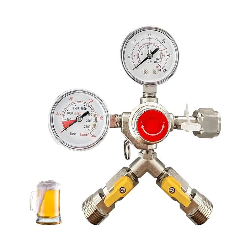 Druckminderer, Bierregler Aus Messing Mit Zwei Manometern, Co2-regler, 21,8 Mm Rechtsgewinde, 1/14" Außengewinde, G3/4 Für Brauzwecke