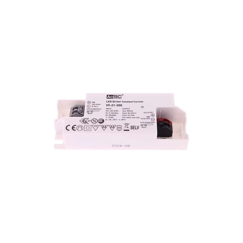 Dc-led-treiber, Max. 500 Ma, 21 W, Konstantstrom-led-netzteil, 220–240 V Eingang, 30–42 V Dc Ausgang, Kabelgebundener Anschluss