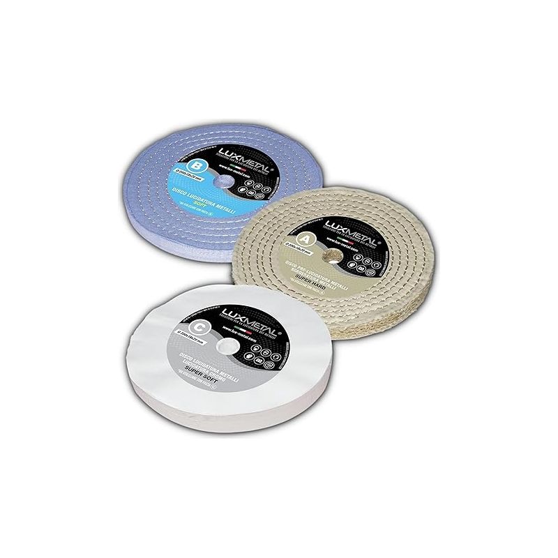 Polierset Mit 3 Scheiben 200 Mm (weich/superweich/superhart) - Ideal Zum Polieren Von Aluminium, Edelstahl, Plexiglas, Messing Und Eisen - Zur Verwendung Mit Schleifpaste.