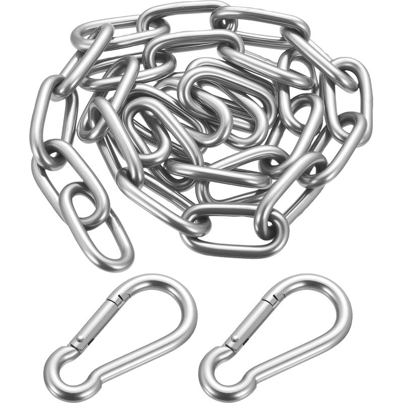 Edelstahlkette, Geschweißte Stahlglieder, 6 Mm X 1 Meter, Hochbelastbare Kettenglieder, Sicherheitskette Für Zauntore, Fahrräder, Hebeketten, Mit Karabinerhaken