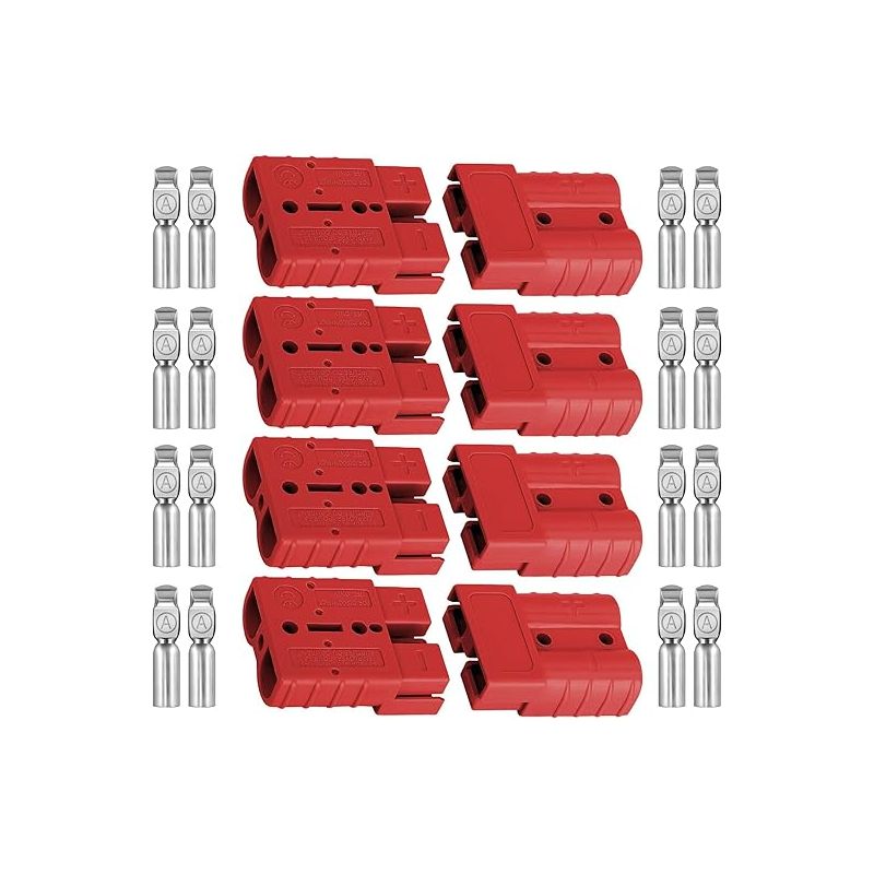 Anderson Connectors 50a 600v 6-12awg Batterietrennstecker Mit Kupferklemmen Für Lkw, Boot, Solaranlage, Gabelstapler, Pkw, Wohnmobil, Maschinen – Rot