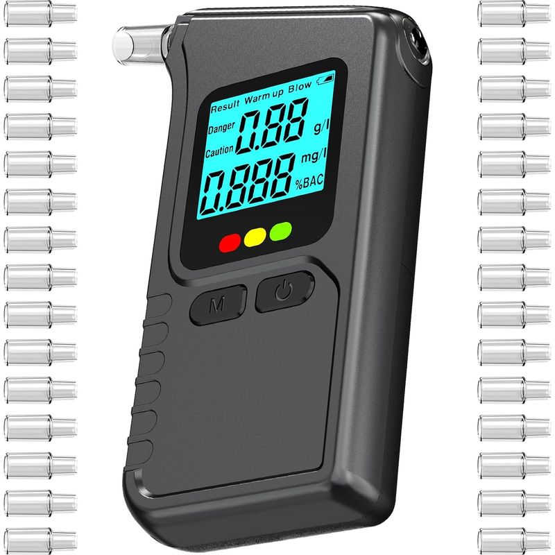 Elektronisches Atemalkoholmessgerät, Präzisions-atemalkoholmessgerät Für Die Polizei Mit 30 Mundstücken, Atemalkoholmessgerät Mit Digitalem Lcd-display, Alkoholtester Mit Speicherfunktion