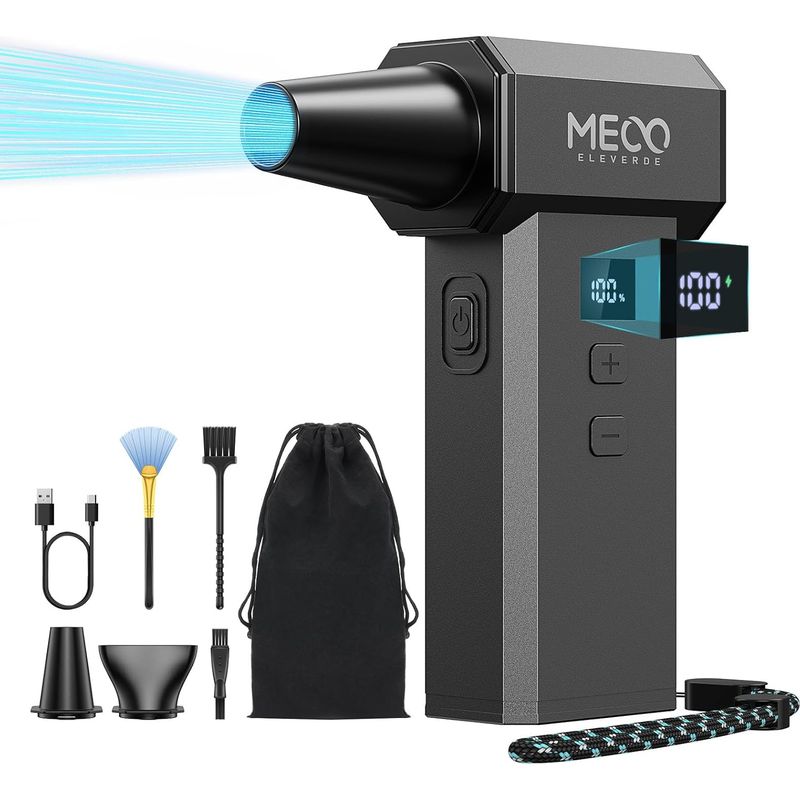 Druckluftgebläse, 220.000 U/min, 100 Geschwindigkeitsstufen Und Led-anzeige, Leistungsstarkes, Kabelloses Mini-gebläse Mit 8000-mah-akku, Druckluftbehälter Zur Reinigung Von Pcs, Autos, Tastaturen Und