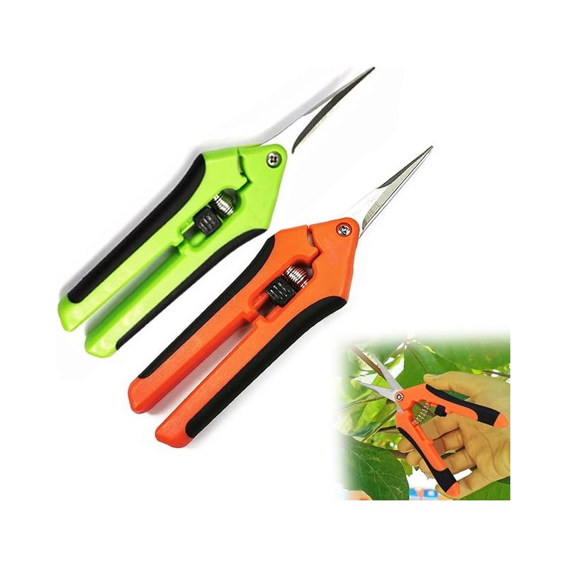 Gartenschere, Gartenschere Aus Edelstahl Für Pflanzen Und Blumen (16,5 Cm, Orange/grün)