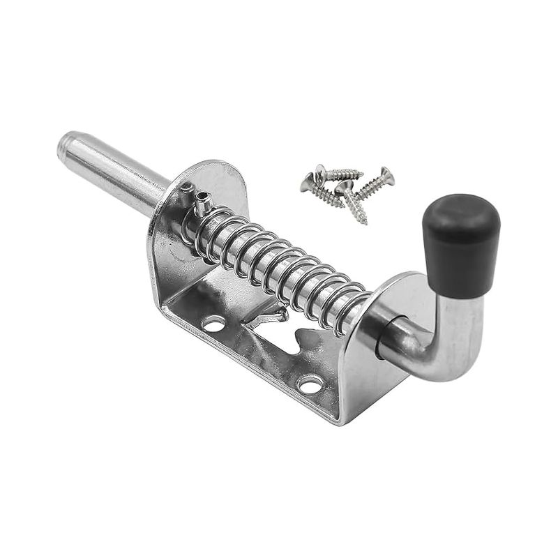 Federriegelbolzen Aus Edelstahl Für Türen, Tore Und Schränke, Geeignet Für Scheunen, Garagen, Schuppen Und Schränke, 128 Mm, Silberfarben