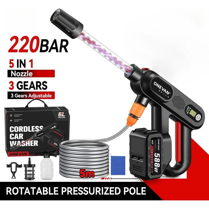 220 Bar 5-in-1 Bürstenloser Hochdruckreiniger – 3 Geschwindigkeitsstufen, 18 V, Kompatibel Mit Makita-akkus (akku Nicht Im Lieferumfang Enthalten)