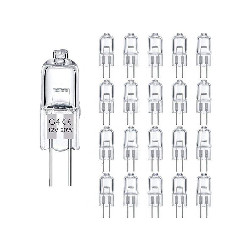 20er-pack G4-halogenlampen – 12 V, 20 W – 280 Lm – Warmweiß (2800 K) – Dimmbar – Geeignet Für Private Und Gewerbliche Beleuchtung