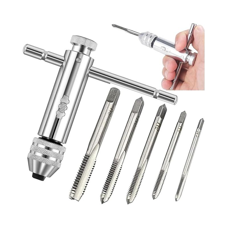 Gewindebohrer- Und Schneideisen-set Mit Linksgewinde, Schraubenschlüssel Für T-griff-halterung, M3, M4, M5, M6, M8, Verstellbar, Hss