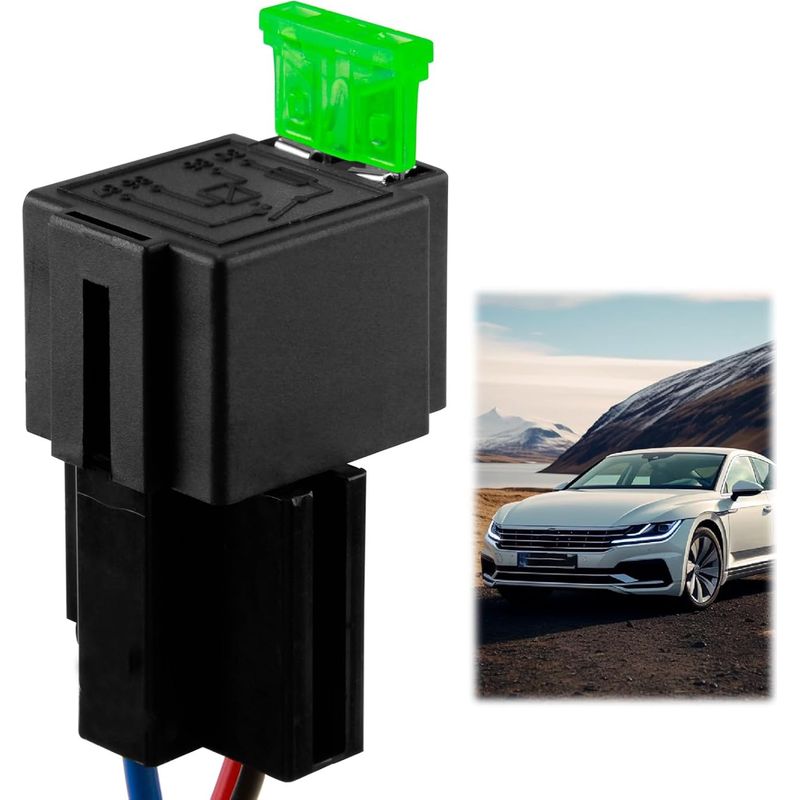12v 30a Kfz-relais, 4-poliger Spst-stecker Mit Integrierten Ato/atc-flachsicherungen, Stecker Mit 12awg-kabeln, Für Scheinwerfer, Lüfter Und Autozubehör