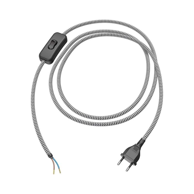 Kabel Mit Schalter, 2 M, Schwarz, Weiß, 2 X 0,75 Mm²