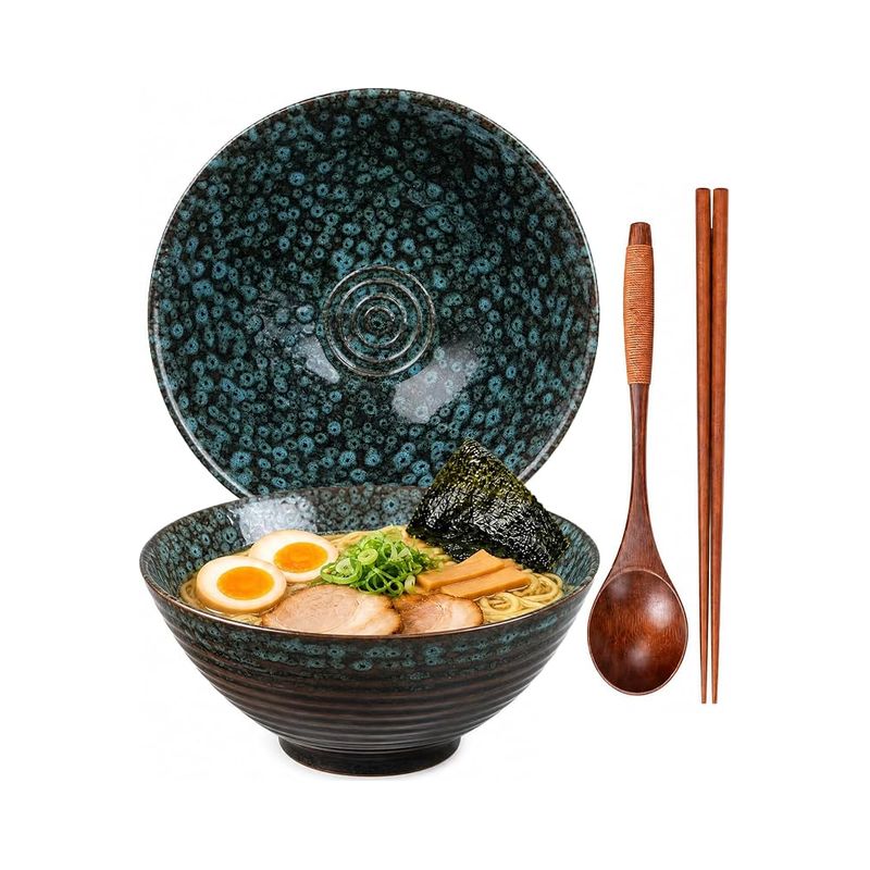 Keramik-ramen-schüssel-set Mit Löffel Und Essstäbchen, 1200 Ml, Stil I