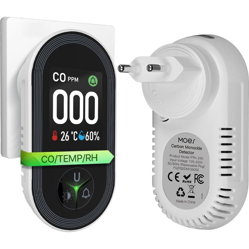 Kohlenmonoxidmelder Mit Stecker – 3-in-1-co-melder Mit Temperatur- Und Feuchtigkeitssensor, Akustischem Co-alarm, Ideal Für Zuhause Und Wohnmobil