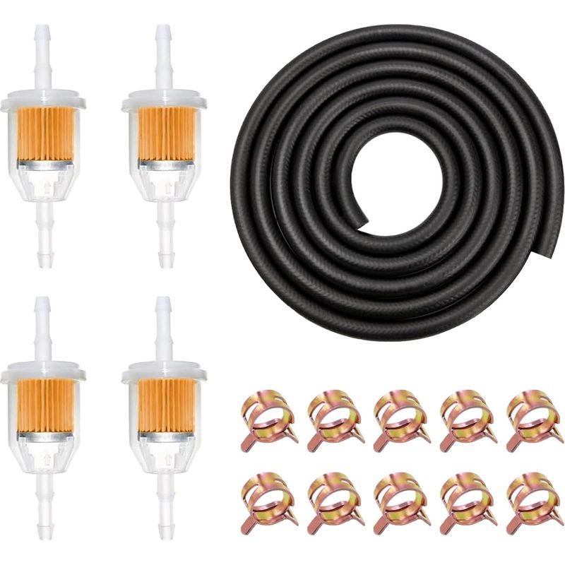 Meter Langer Kraftstoffschlauch (5 Mm Durchmesser) Kraftstoffschlauch Mit Kraftstofffilter Für Mopeds, Inklusive 10 Schlauchschellen Und 4 Kraftstofffiltern Für Auto, Motorrad Und Roller.