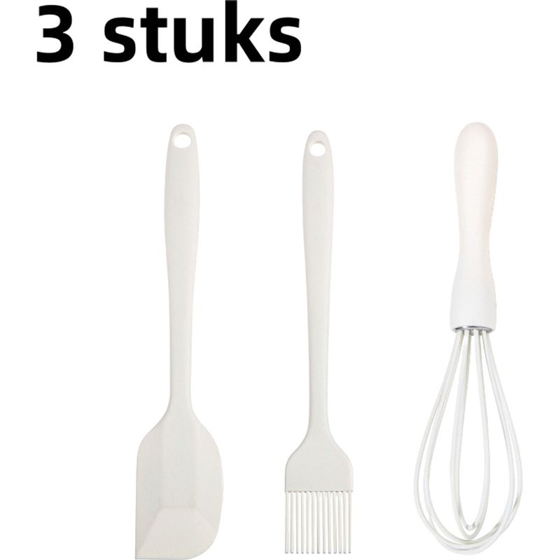3-teiliges Backutensil-set Aus Silikon Mit Kuchenspatel, Schneebesen Und Weißem Küchenpinsel