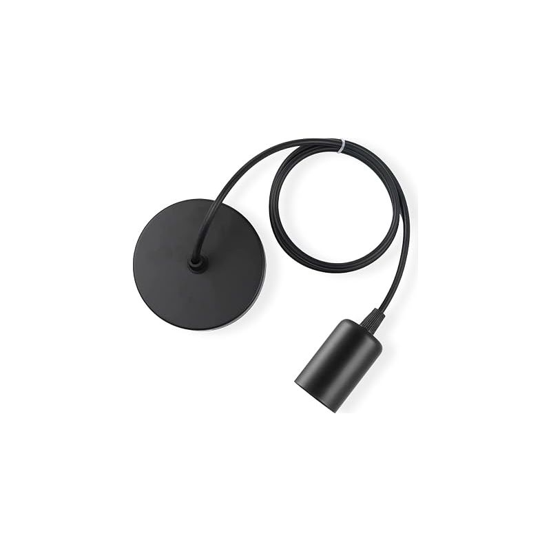 Schwarze E27-hängeleuchte, Kabelpendelleuchte, Hängeaccessoires Aus Metall, Verstellbares Kabel 100 Cm, Ideal Für Cafés, Geschäfte, Schlafzimmer Und Bars