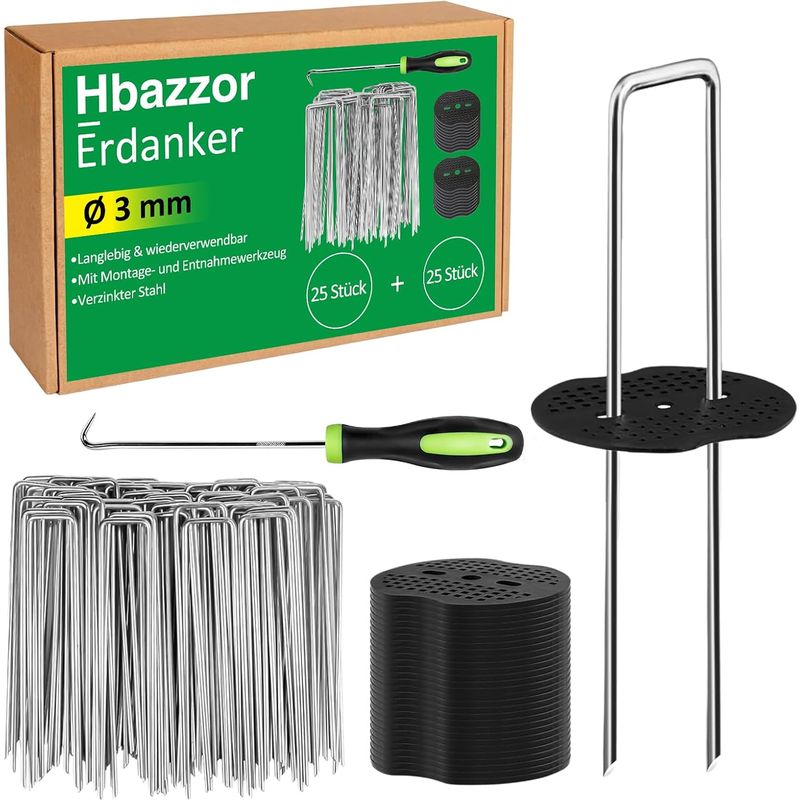 25-teiliges Zeltnägel-set (150 X 40 Mm, 2,5 Mm Durchmesser) Campingheringe, Zeltanker, U-förmige Heringe Mit Unterlegscheiben, Für Planen, Unkrautvlies Und Campingausrüstung