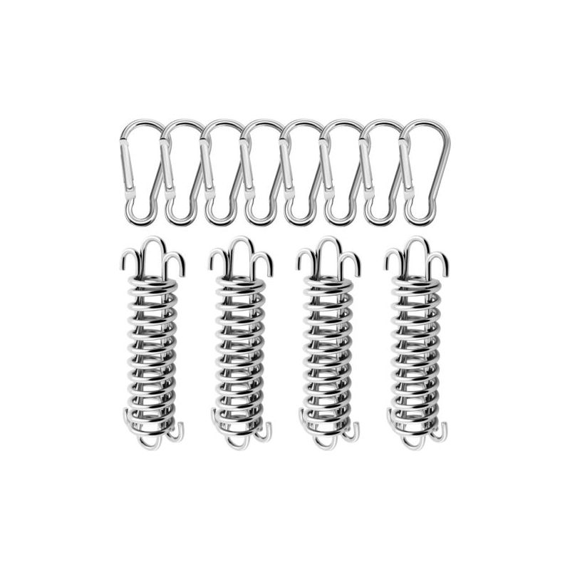 Stück Sonnensegelfedern Und 8 Stück Karabiner, Befestigungsschlaufenseilfeder Für Sonnensegel Zum Zelten, Campen, Wandern, Reisen Und Picknicken