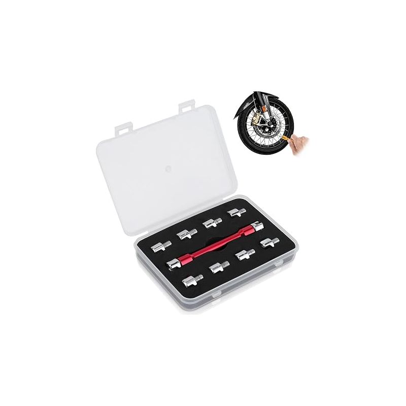 Motorrad-speichenschlüssel-set, 10 Größen, 5,0–6,8 Mm, Aluminium, Eisen, Motorradrad-reparaturwerkzeug