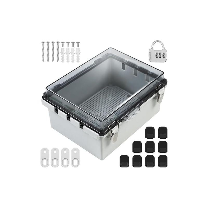 Anschlussdose, 220 X 170 X 110 Mm Elektroverteilerkasten Mit Wandmontagezubehör Und Schloss, Gehäuse Für Den Außen-/innenbereich