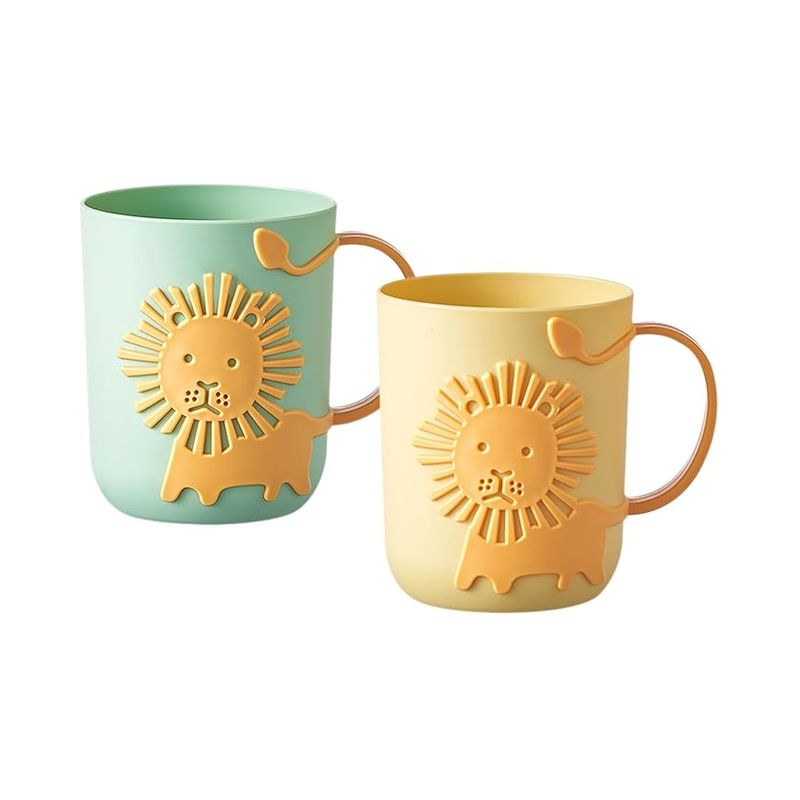 Set Aus 2 Kunststoff-badezimmerbechern Und Zahnbürstenhaltern Für Jungen Und Mädchen