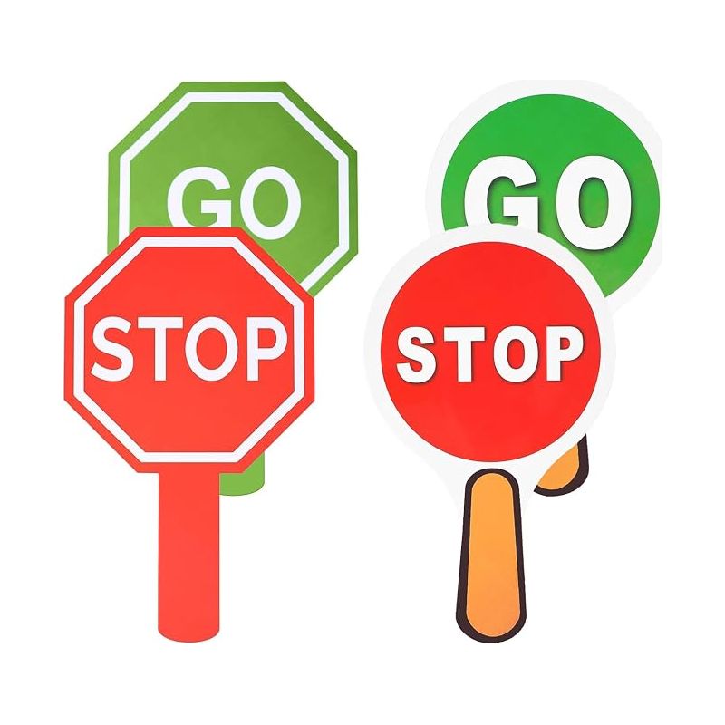 Stopp- Und Fahrtafel Mit Griff, Wasserfeste Verkehrsschilder Für Bahnübergänge, Rot/grün – Doppelseitig, Zur Verkehrserziehung Von Kindern