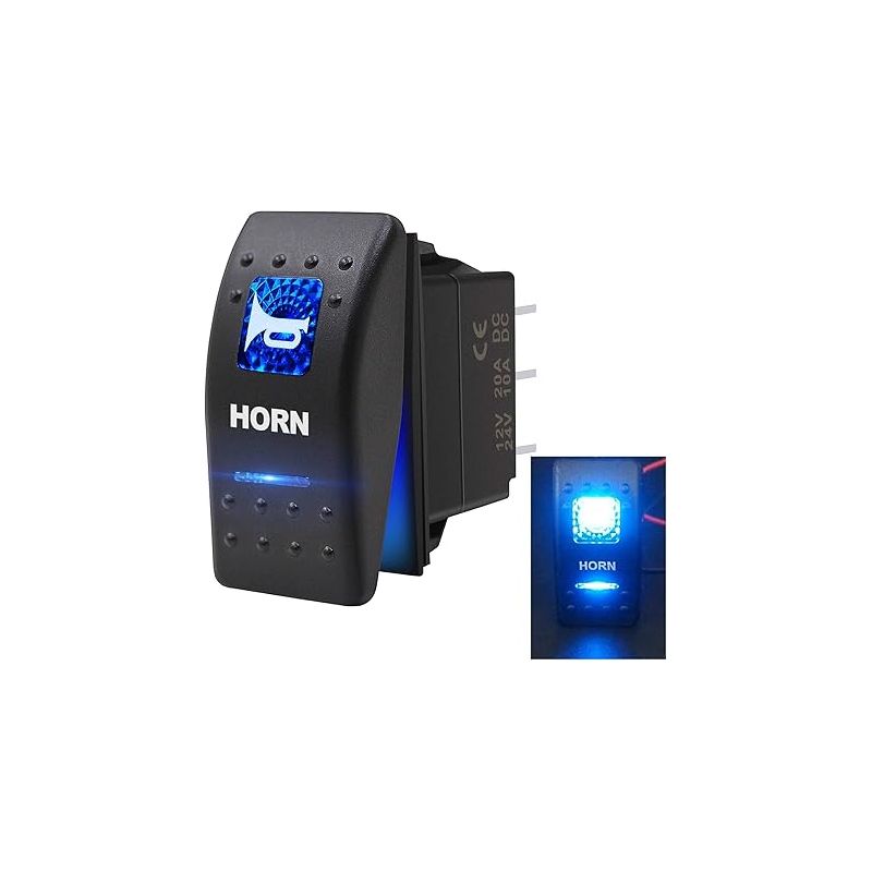 12v 20a 24v 10a Wippschalter Mit Hupenknopf, Blauer Led-leuchte, 5-poliger Momentan-lautsprecherschalter Für Auto, Lkw, Zug, Bar, A11625b-bu