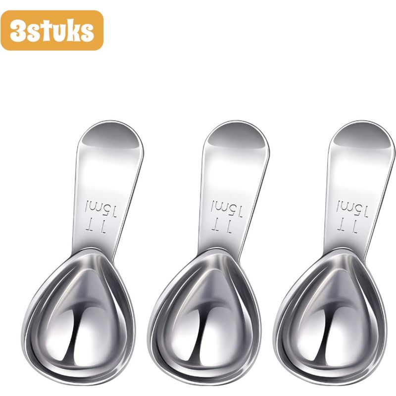 Set Mit 3 Messlöffeln Aus Edelstahl Mit 15-ml-teilung Für Kaffee Und Gebäck, Silberfarben