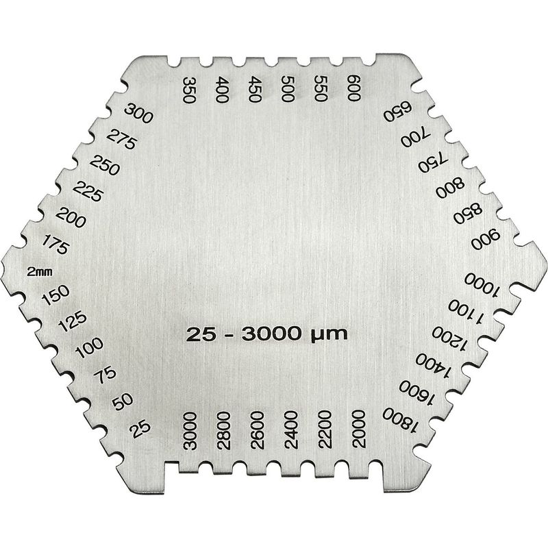 Sechskantkamm Aus Edelstahl Für Lackier- Und Beschichtungsarbeiten (25–3000 Μm), Nassfilmdickenmessgerät