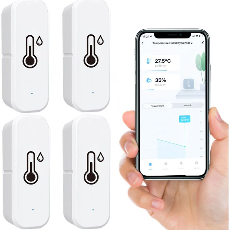 Set Mit 4 Intelligenten Wlan-thermometer-hygrometern, Hochpräzise Temperatur- Und Feuchtigkeitsmessung, Fernsteuerung Über Die Tuya-app, Kein Hub Erforderlich, Alexa-kompatibel
