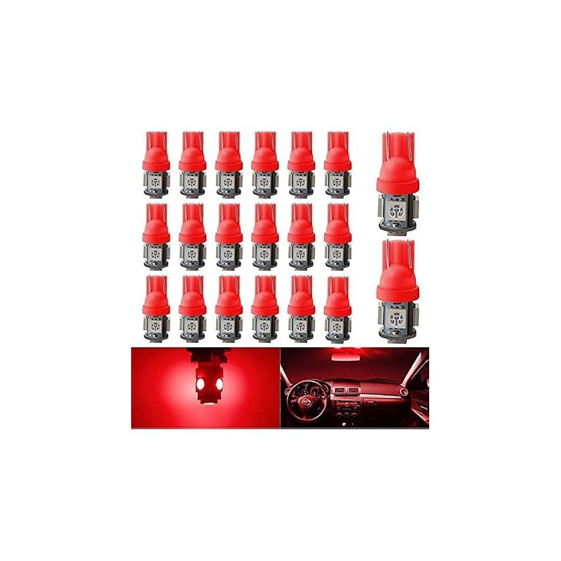 Rote T10 W5w 194 168 2825 Led-lampen 12v