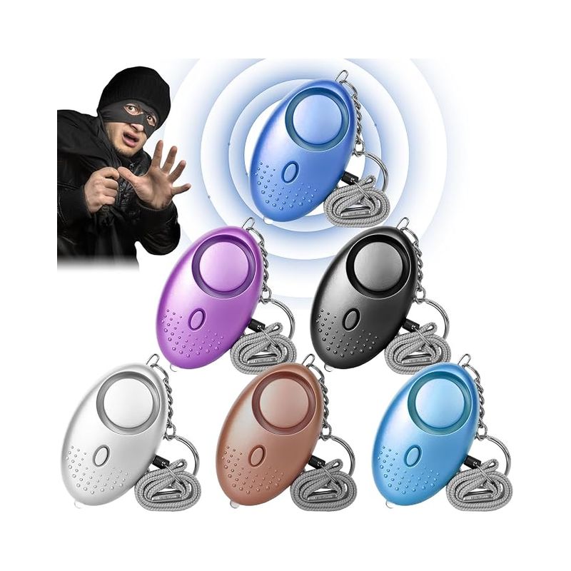 Personenalarm-led-sicherheitsschlüsselanhänger, Schwarz, Lila, Silber, Blau, Roségold, Türkis