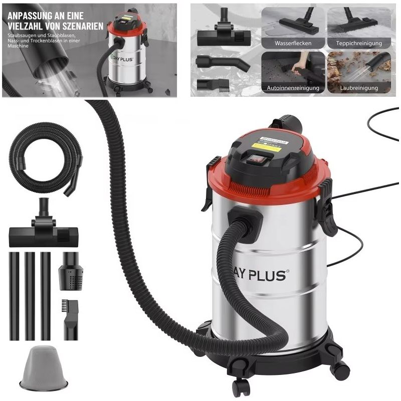 Professioneller Nass- Und Trockensauger 5000 W – 19 Kpa – 18 L Fassungsvermögen – Gebläsefunktion Für Werkstatt Und Garage