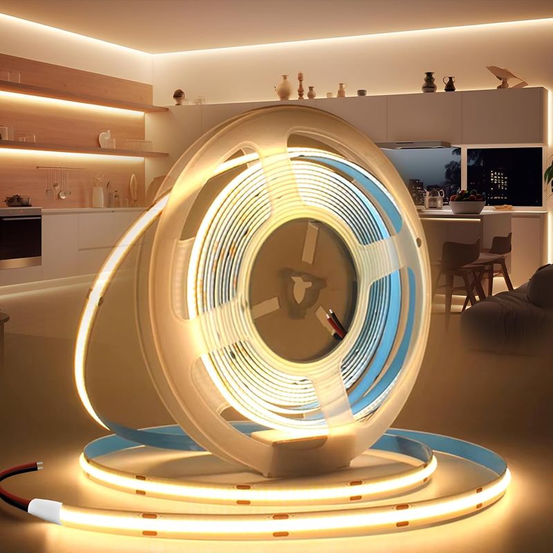 10 M 24 V Cob Led-streifen, Selbstklebend, 3000 K Warmweiß, Flexibel, 320 Leds/m, Zuschneidbar, 8 Mm Breite, Cri 90, Innenbeleuchtung Für Schlafzimmer, Küche, Wohnzimmer, Spiegel (netzteil Nicht Entha