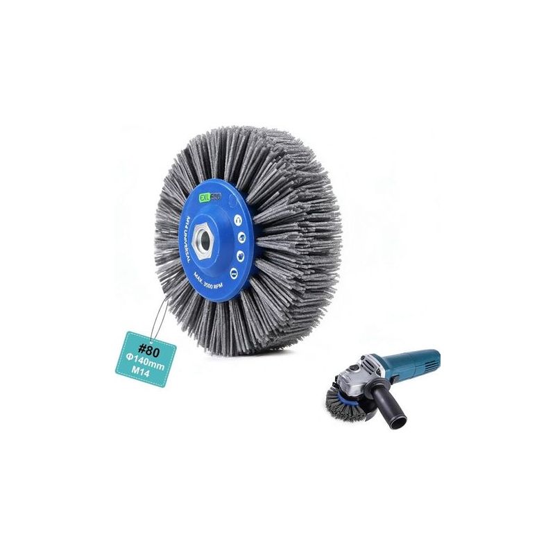 M14 Schleifbürste Aus Nylon, Körnung 80, Für Winkelschleifer, Ø140 Mm, Gewindestärke 1,2 Mm, Zum Strukturieren, Abschleifen Und Polieren Von Gewinden Für Bürsten- Und Satiniermaschinen